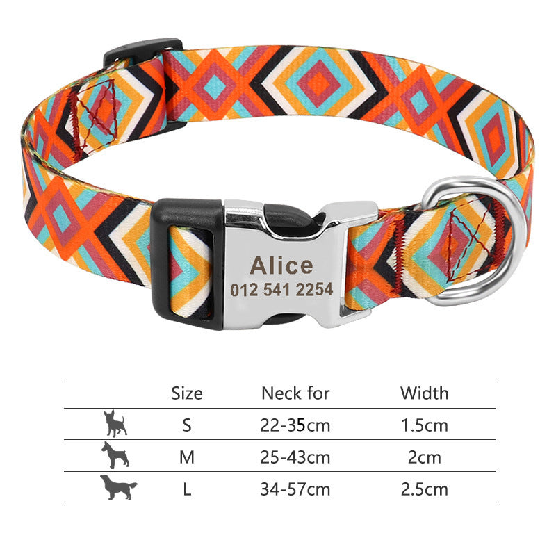 Adjustable Nylon Dog Collar Personalized Dogs Cat ID -  Pet House