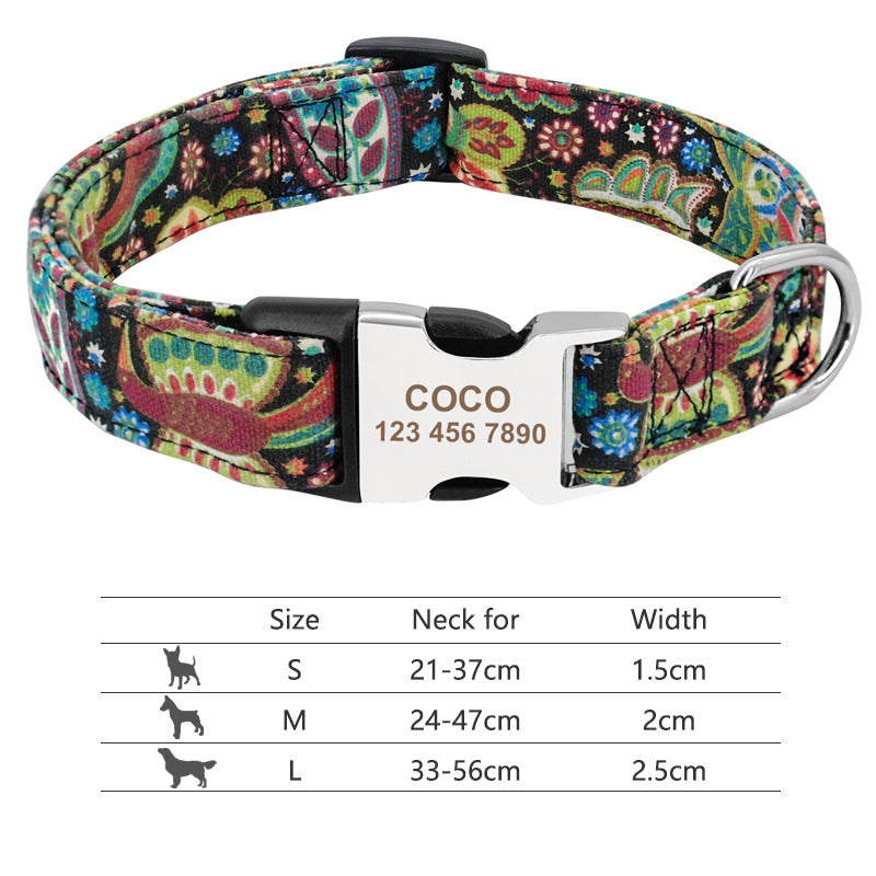 Adjustable Nylon Dog Collar Personalized Dogs Cat ID -  Pet House