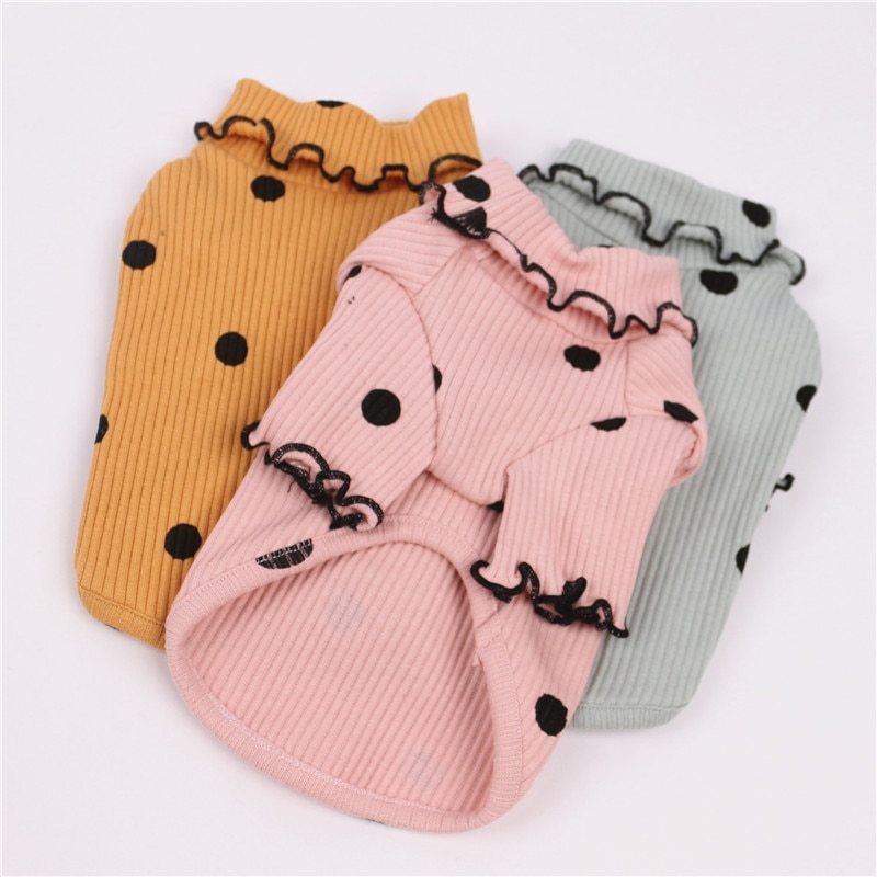 Dot turtleneck dog bottoming shirt -  Pet House