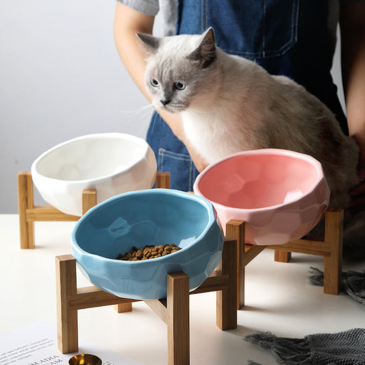 Pet bowl oblique mouth cat bowl food bowl dog bowl method bucket food bowl -  Pet House