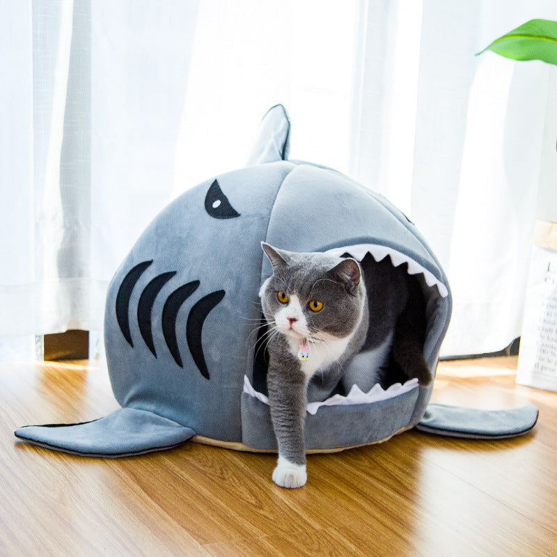 Creative Dual-Purpose Shark Pet Bed Small Dogs And Cats Warm Pet Bed -  Pet House