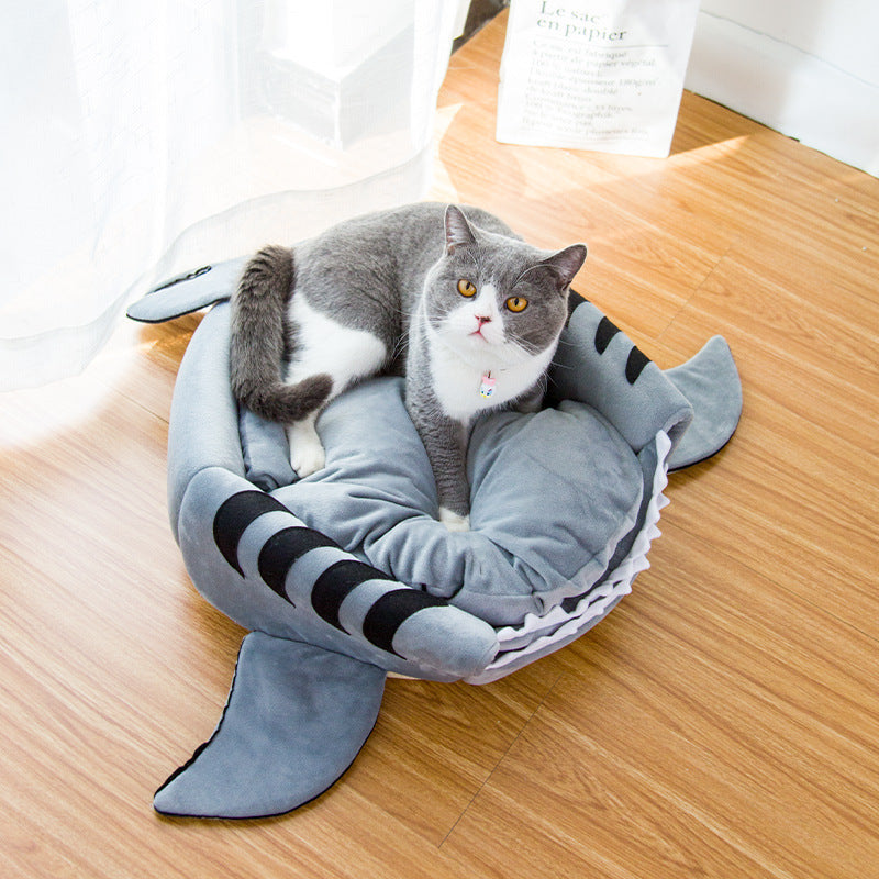 Creative Dual-Purpose Shark Pet Bed Small Dogs And Cats Warm Pet Bed -  Pet House