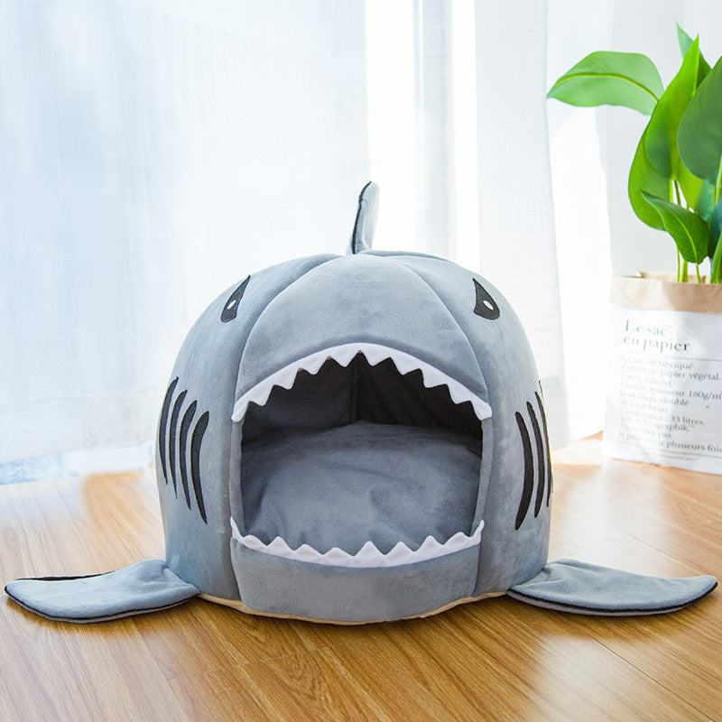 Creative Dual-Purpose Shark Pet Bed Small Dogs And Cats Warm Pet Bed -  Pet House