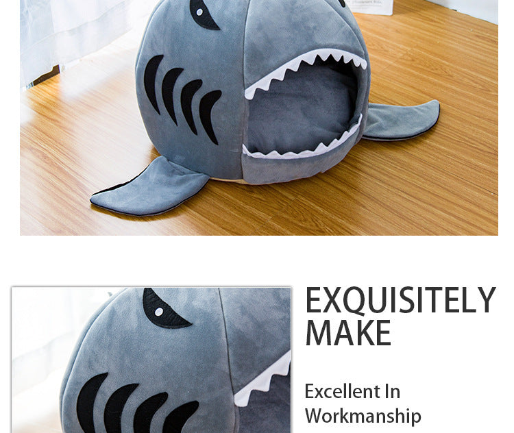 Creative Dual-Purpose Shark Pet Bed Small Dogs And Cats Warm Pet Bed -  Pet House