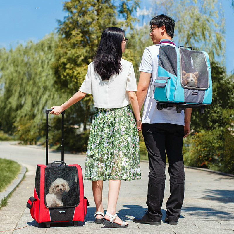 Small Pet Wheel Carrier Dog Cat Portable Strollers Backpack -  Pet House