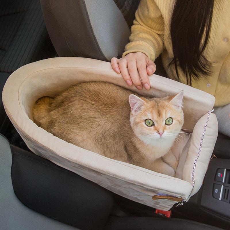 Dog Car Seat Pet Carrier Universal Armrest Box -  Pet House