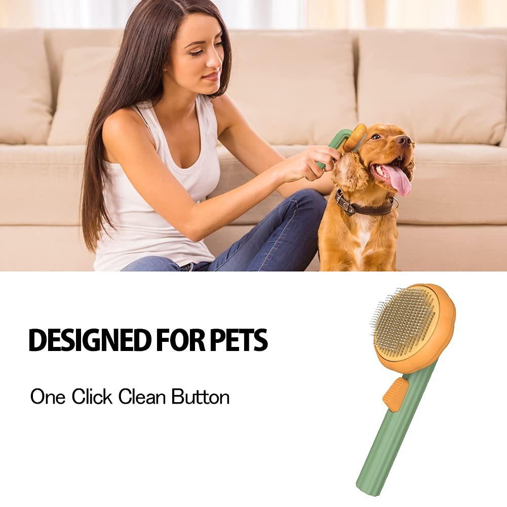 Pet Pumpkin Brush, Pet Grooming Self Cleaning Slicker Brush For Dogs Cats Puppy Rabbit, -  Pet House