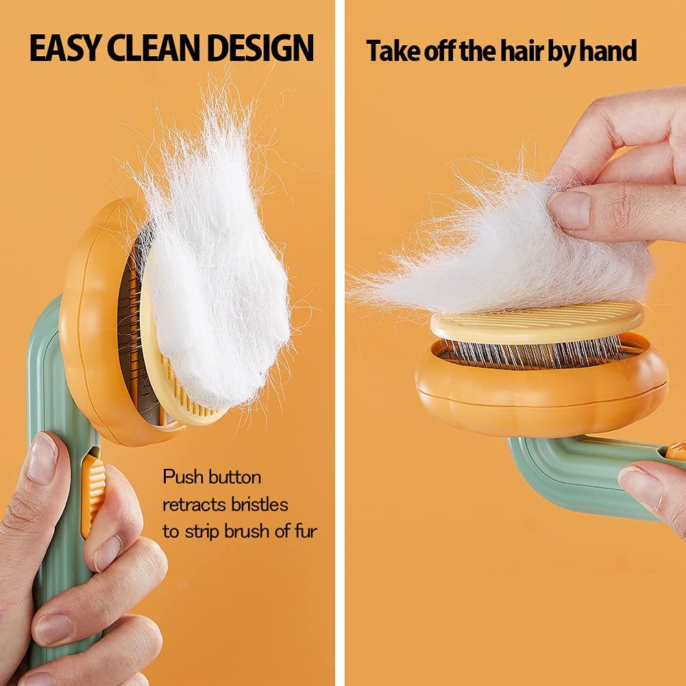 Pet Pumpkin Brush, Pet Grooming Self Cleaning Slicker Brush For Dogs Cats Puppy Rabbit, -  Pet House