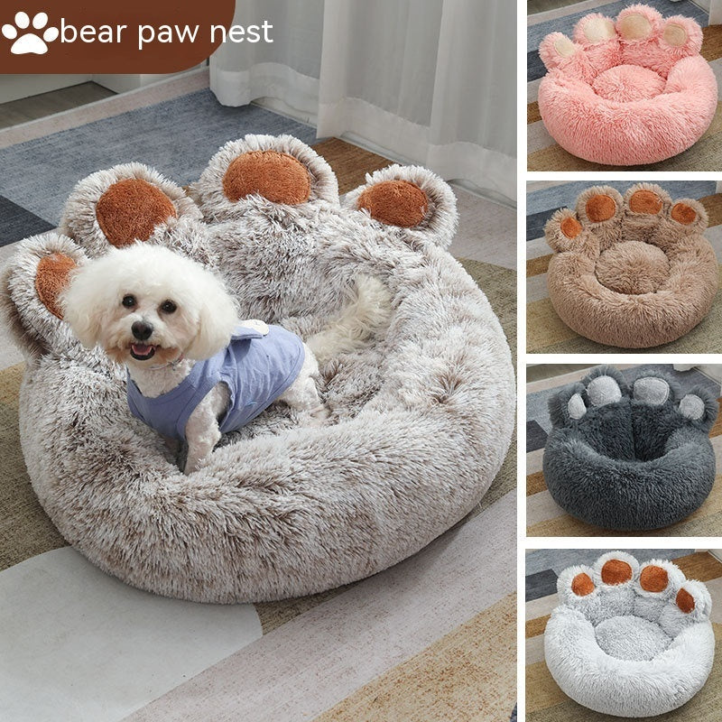 Plush Cathouse Doghouse Pet Bed Winter Warm Hand-shaped Brush Pet -  Pet House