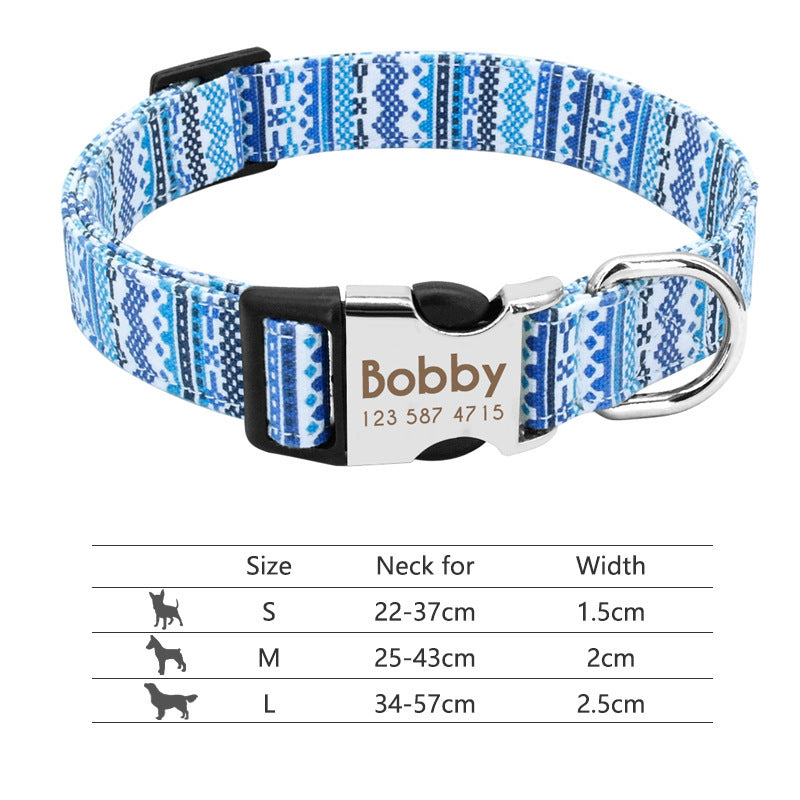 Adjustable Nylon Dog Collar Personalized Dogs Cat ID -  Pet House