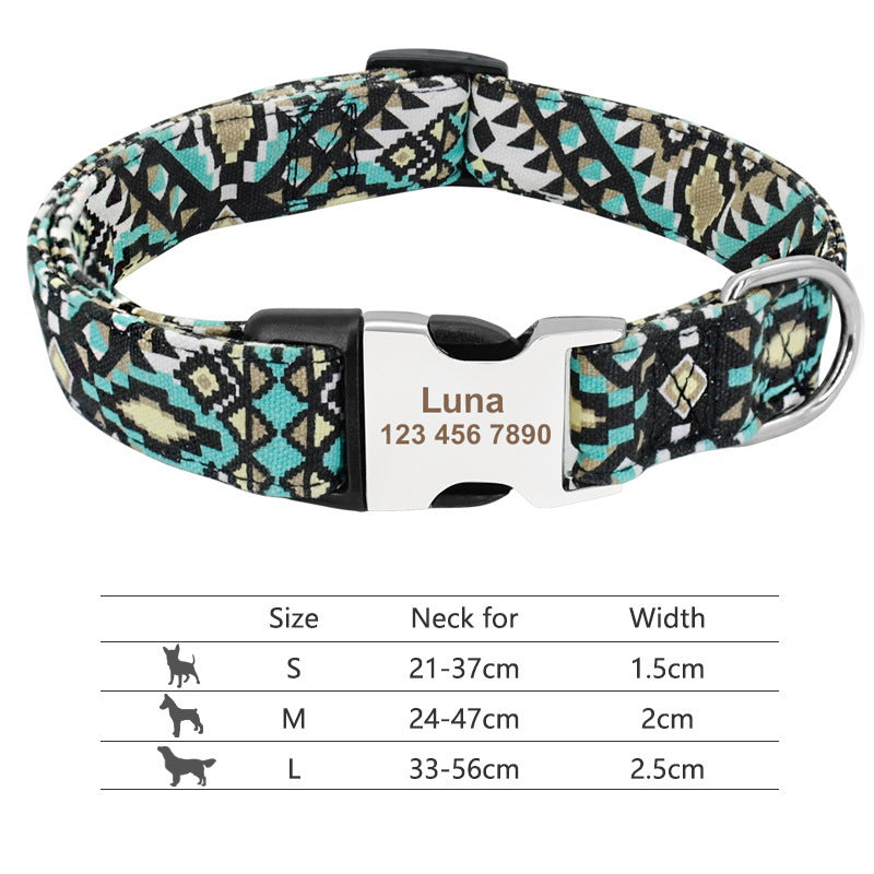 Adjustable Nylon Dog Collar Personalized Dogs Cat ID -  Pet House