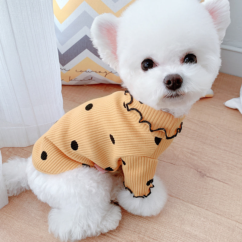 Dot turtleneck dog bottoming shirt -  Pet House