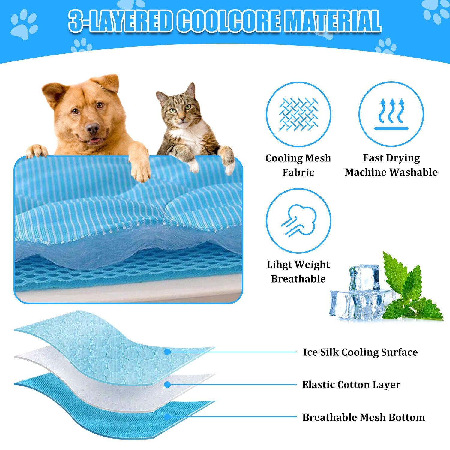 Pet Cooling Mat Cool Pad Cushion Dog Cat Puppy Blanket For Summer Sleeping Bed -  Pet House