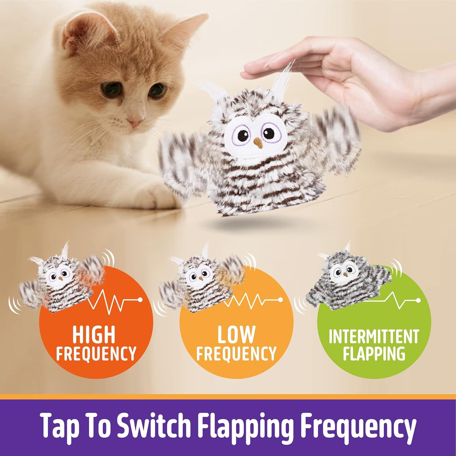 Interactive Cat Toy Rechargeable Automatic Chirping Owl Cat Toy With Catnip -  Pet House