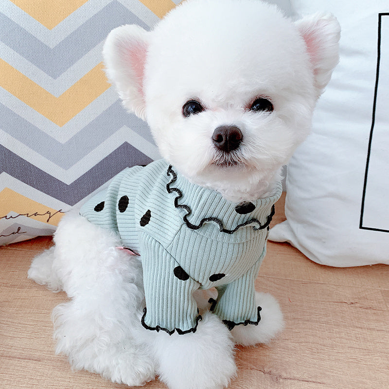 Dot turtleneck dog bottoming shirt -  Pet House