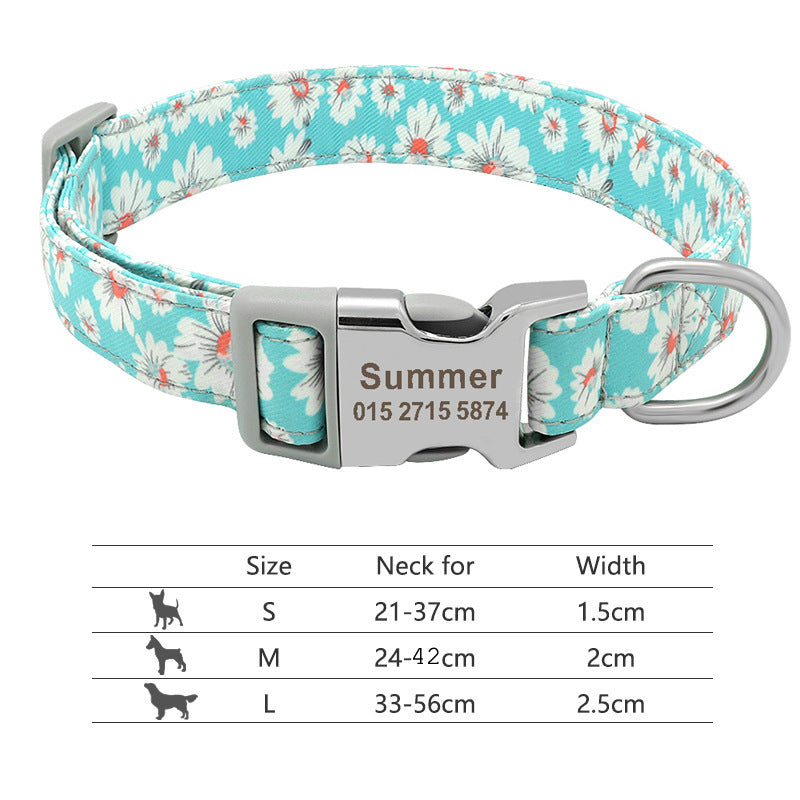 Adjustable Nylon Dog Collar Personalized Dogs Cat ID -  Pet House