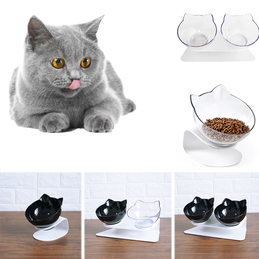 Cat Double Bowl Cat Food Bowl Protects Cervical Vertebra -  Pet House