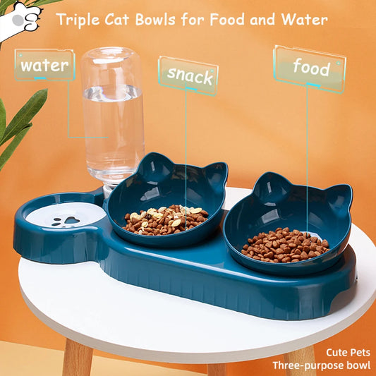 2-in-1 Double Bowls pet feeder -  Pet House