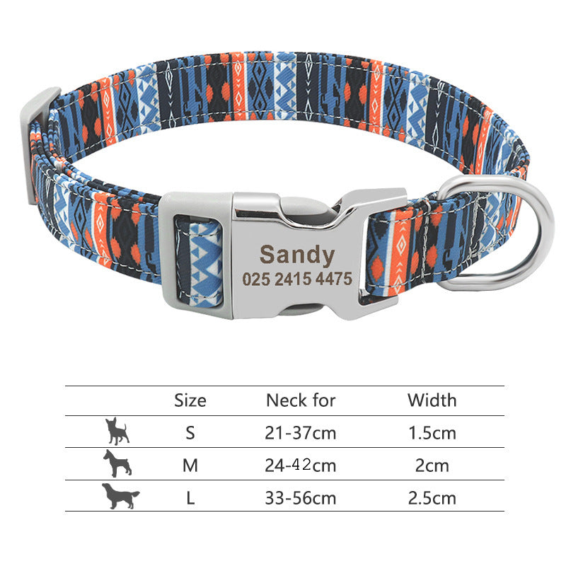 Adjustable Nylon Dog Collar Personalized Dogs Cat ID -  Pet House